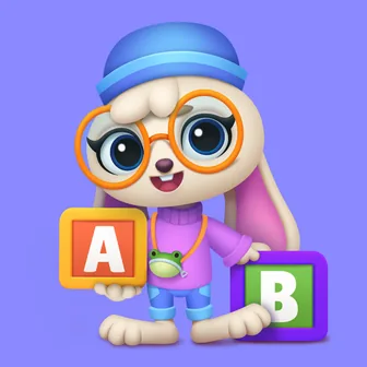 the app's mascot holding A and B blocks
